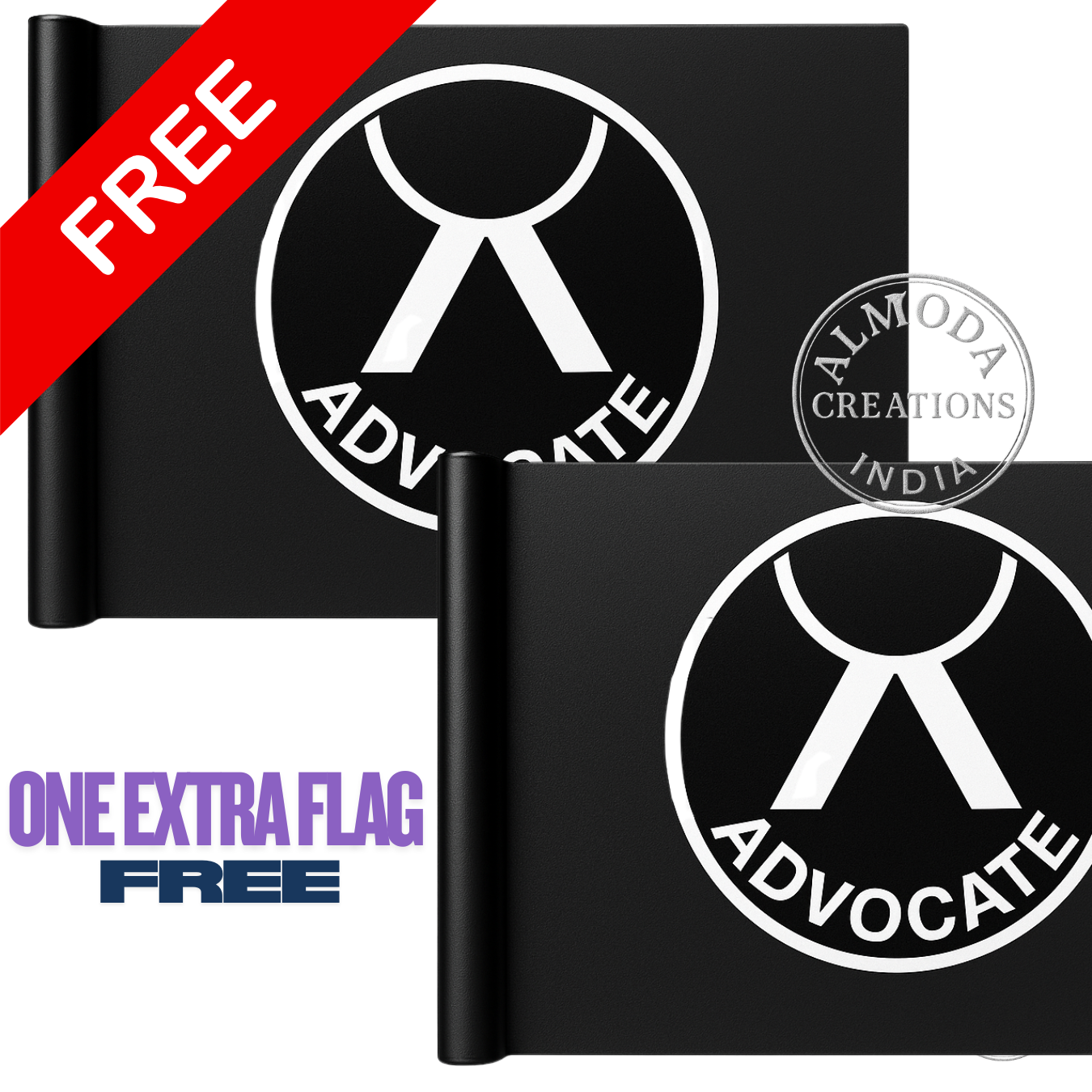 Almoda Creations Advocate Car Bonnet Flag | Premium Golden Rod, 2 Strong Clamps & Free Extra Flag