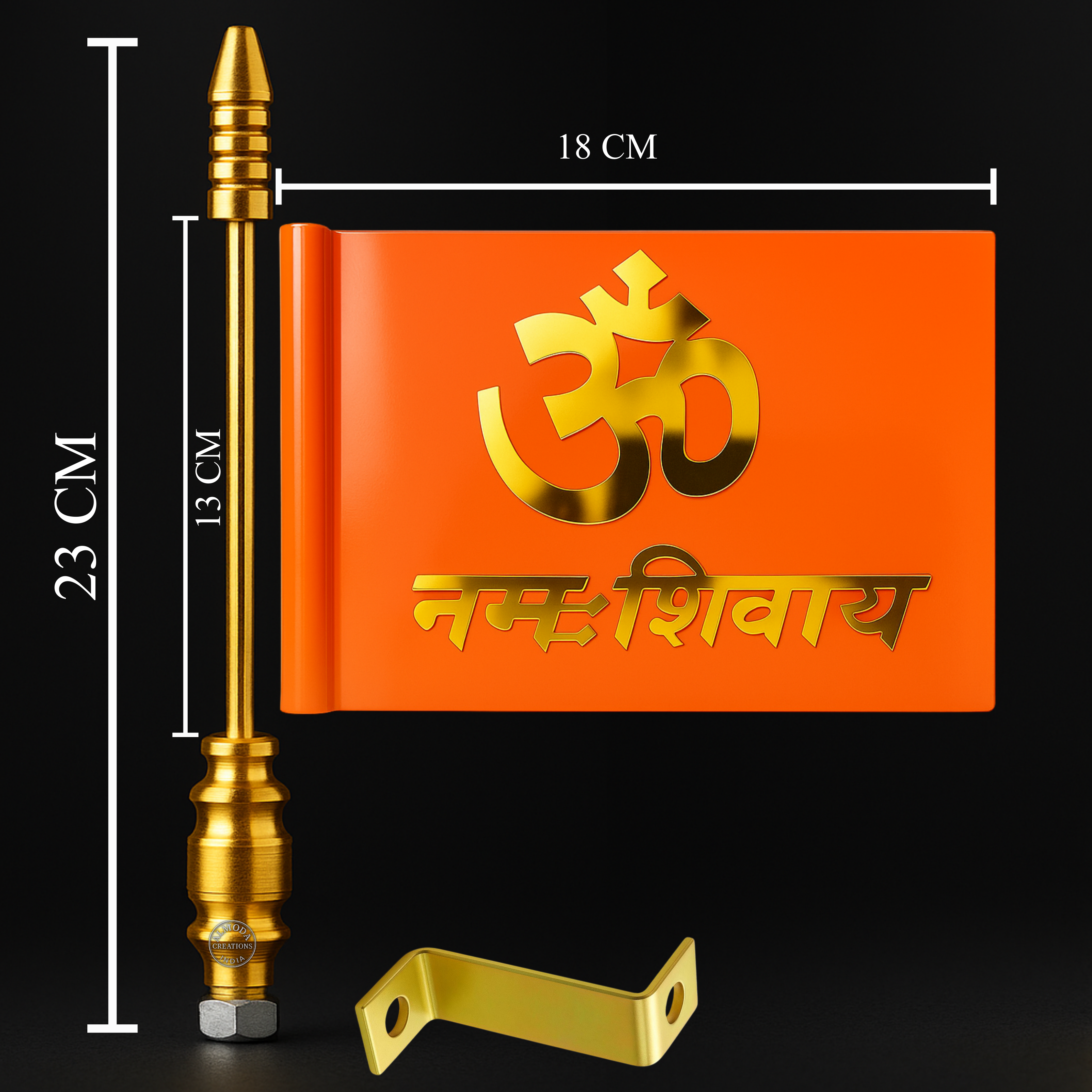 Om Namah Shivay 3D Printed Car Bonnet Flag – Devotional Car Flag