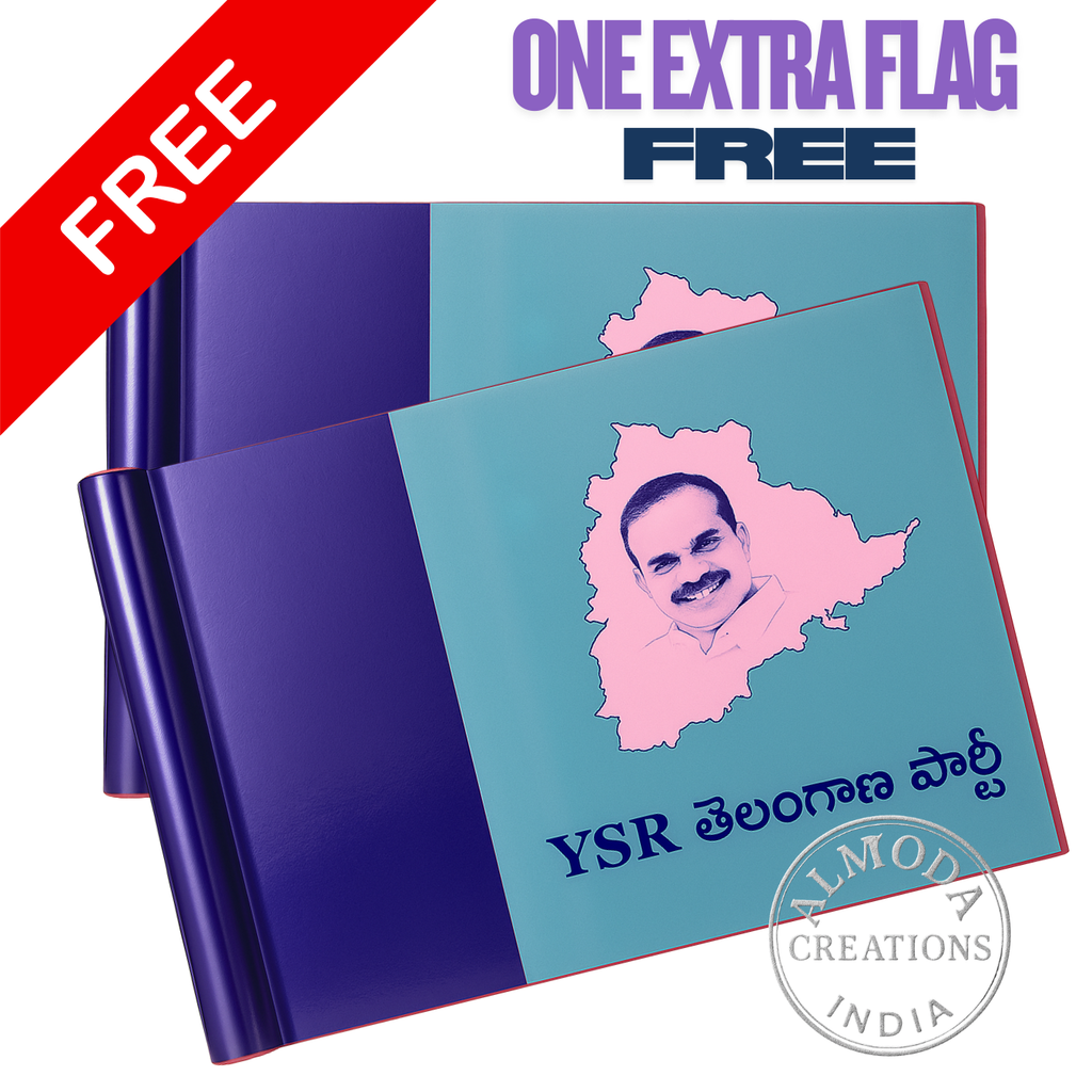 Almoda Creations YSR Party Car Bonnet Flag | Premium Golden Rod, Strong Clamp & Free Extra Flag