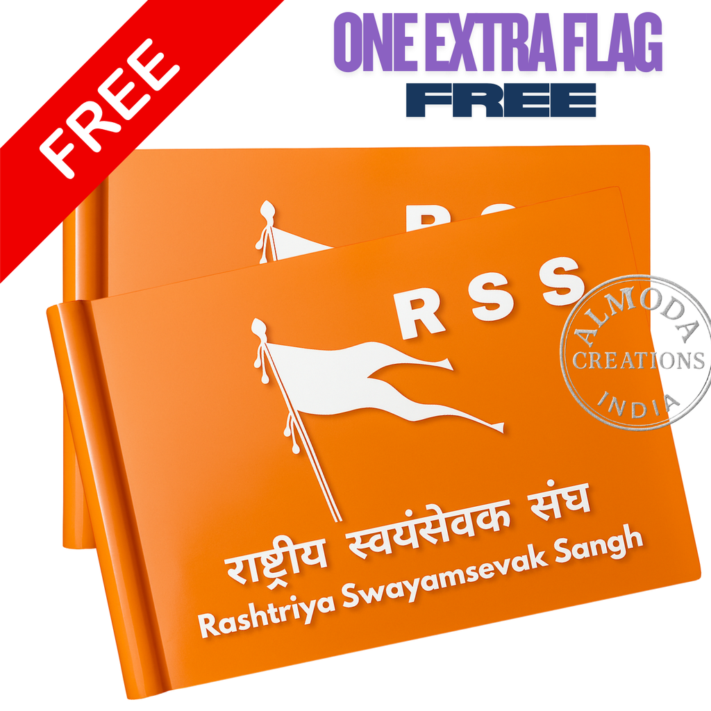RSS Rashtriya Swayamsevak Sangh Car Bonnet Flag – Golden Rod | Premium Quality