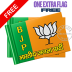 Almoda Creations BJP Printed Car Bonnet Flag | Premium Golden Rod, Strong Clamp & Free Extra Flag