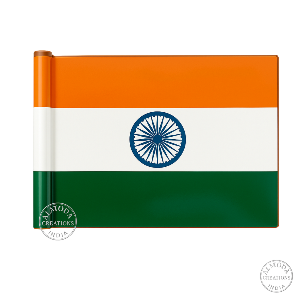 Almoda Creations India Flag Car Bonnet Mount | Premium Golden Rod, Strong Clamp & Free Extra Flag