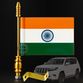 Almoda Creations India Flag Car Bonnet Mount | Premium Golden Rod, Strong Clamp & Free Extra Flag