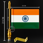 Almoda Creations India Flag Car Bonnet Mount | Premium Golden Rod, Strong Clamp & Free Extra Flag