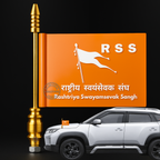 RSS Rashtriya Swayamsevak Sangh Car Bonnet Flag – Golden Rod | Premium Quality