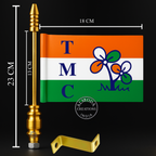Almoda Creations TMC Party Car Bonnet Flag | Premium Golden Rod, Strong Clamp & Free Extra Flag