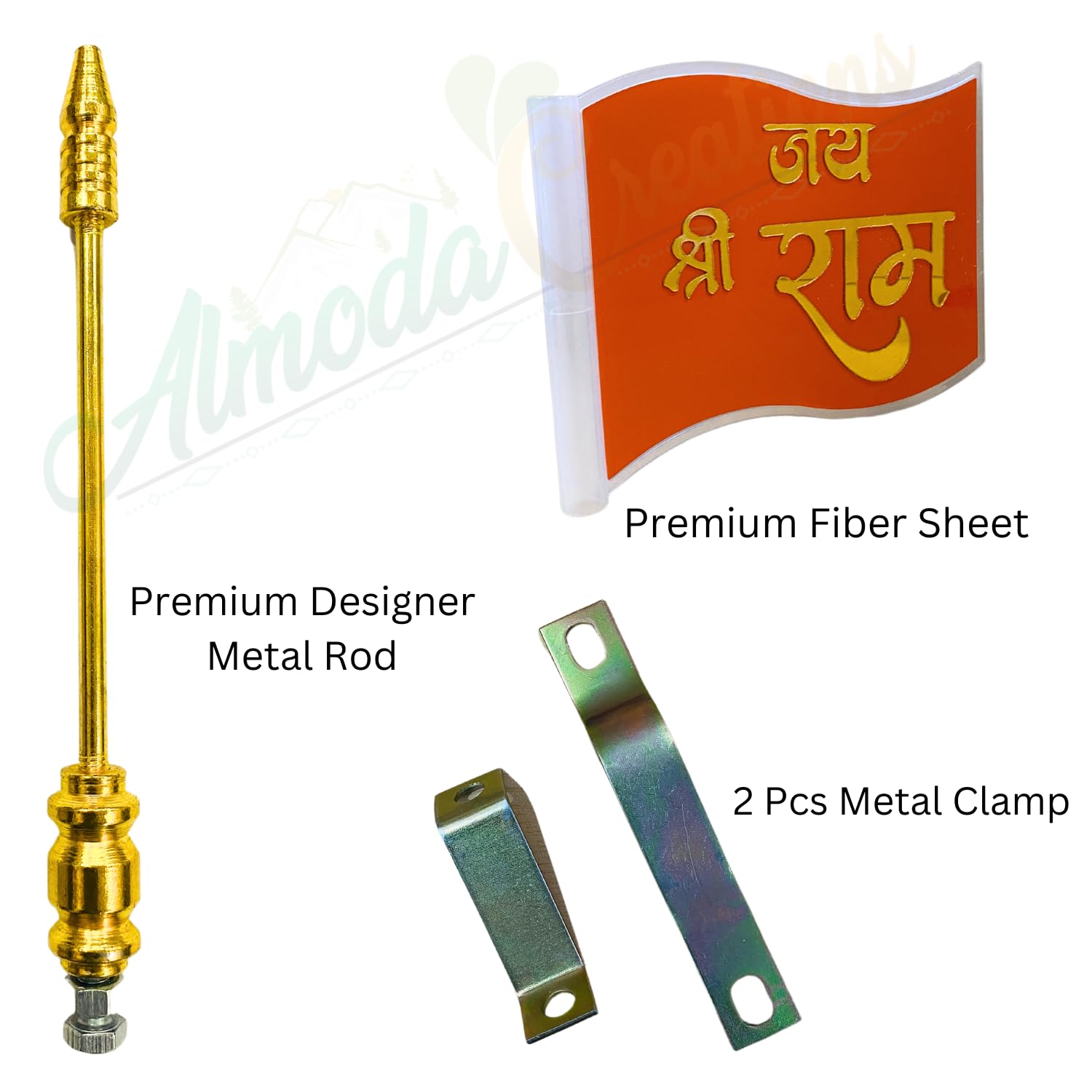 Premium Jai Shree Ram Flag For Car Bonnet – 3D Curve Design Bonnet Flag | Weatherproof & Easy Fit