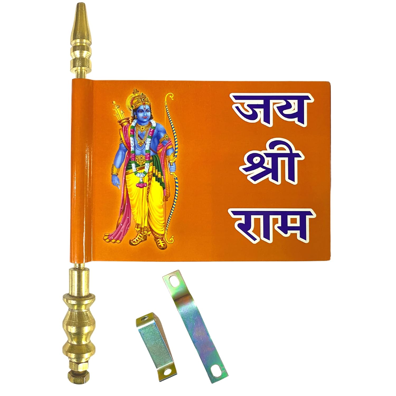 Jai Shree Ram Ayodhya Car Bonnet Flag – Orange | Premium Religious Flag