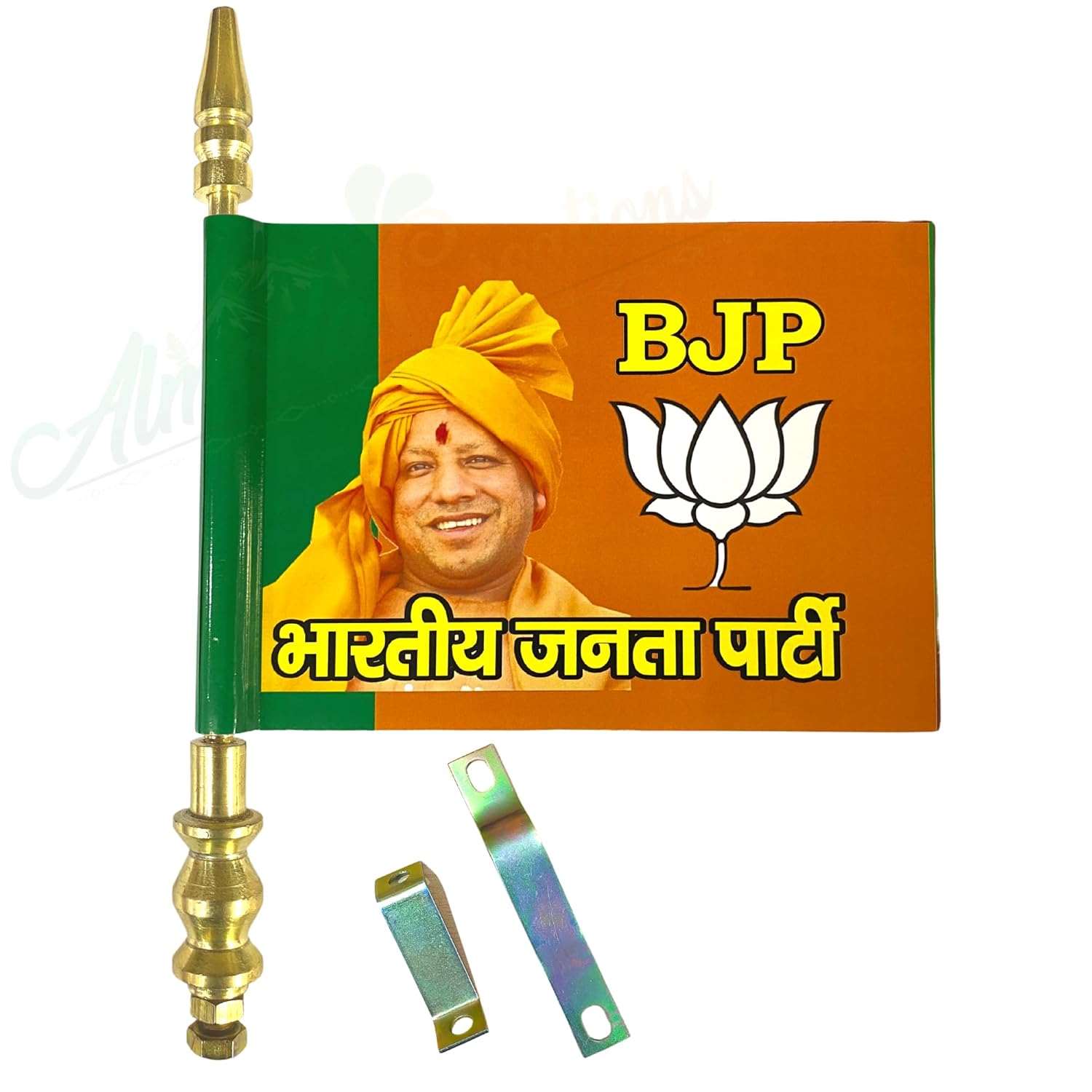 BJP Yogi Modi Car Bonnet Flag – Golden Rod | Bold Political Flag