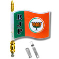 BJP 3D Curve Car Bonnet Flag – Corner Rod Stand | Premium Metal Build